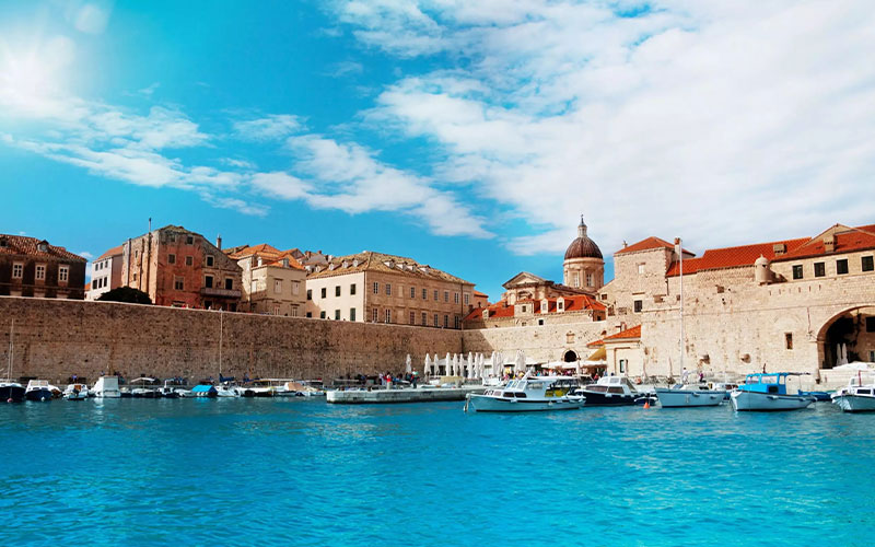 Dubrovnik old town houses from the sea