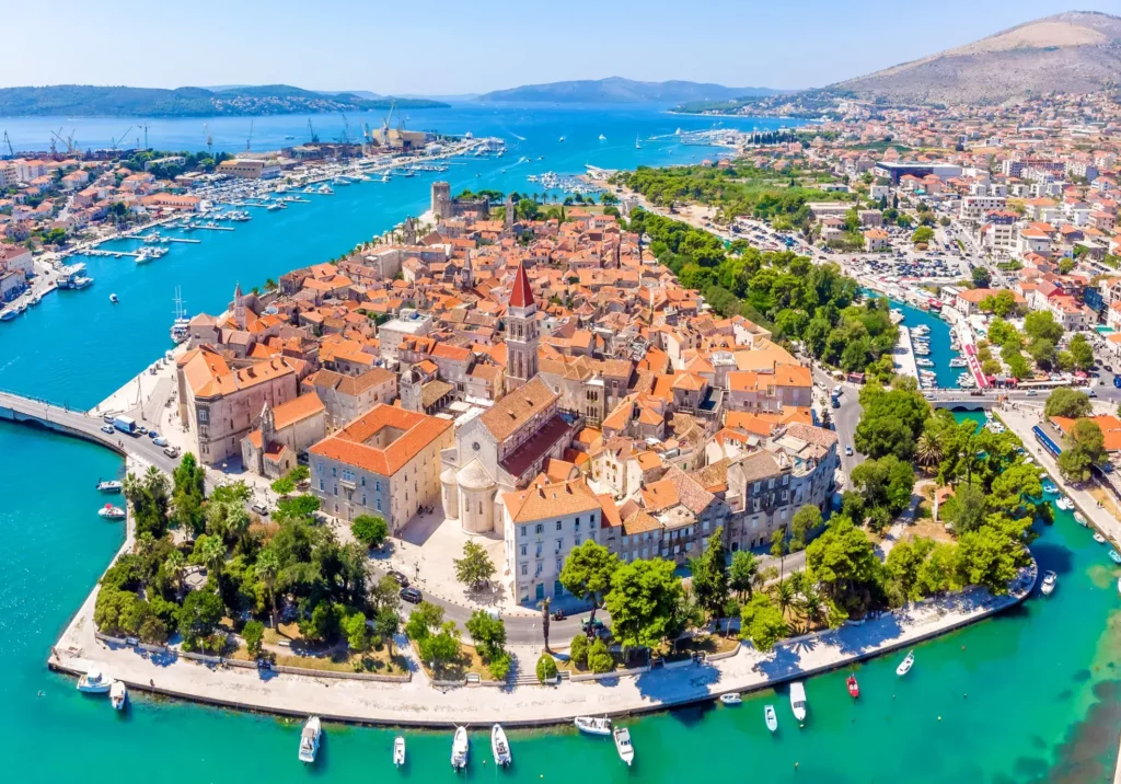 Trogir Old Town aerial view