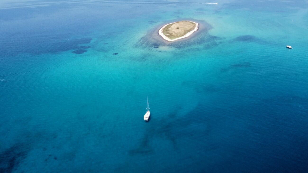 Secluded Croatian island by boat