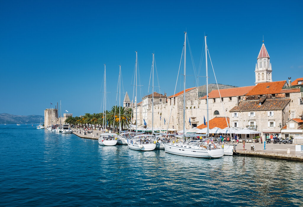 Sailing boats moored in Trogir pier