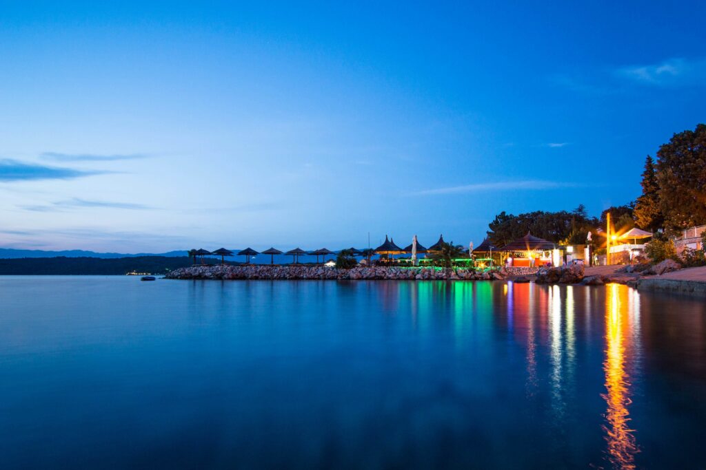 Njivice on the island of Krk at night