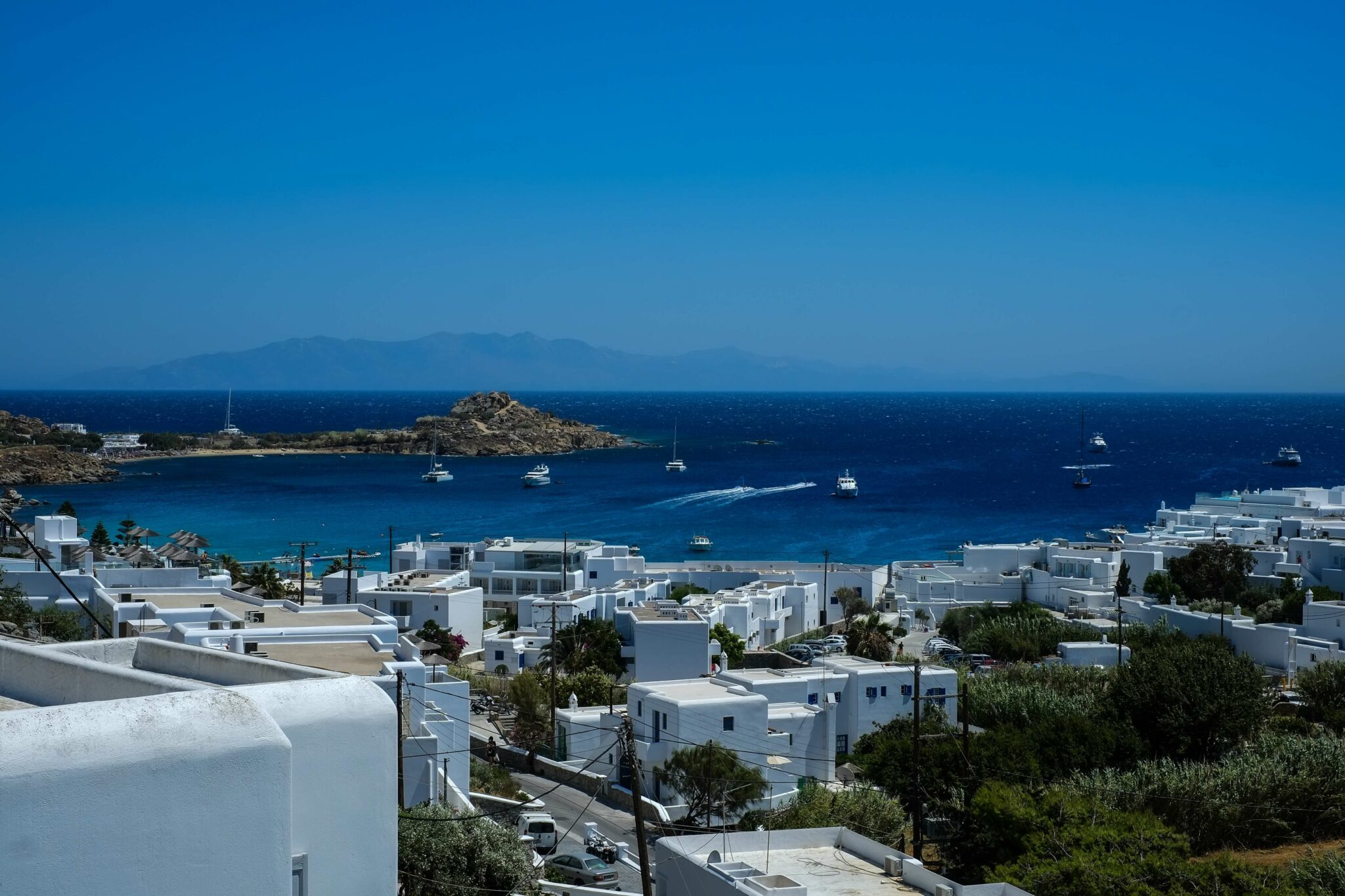 boats in Mykonos bay