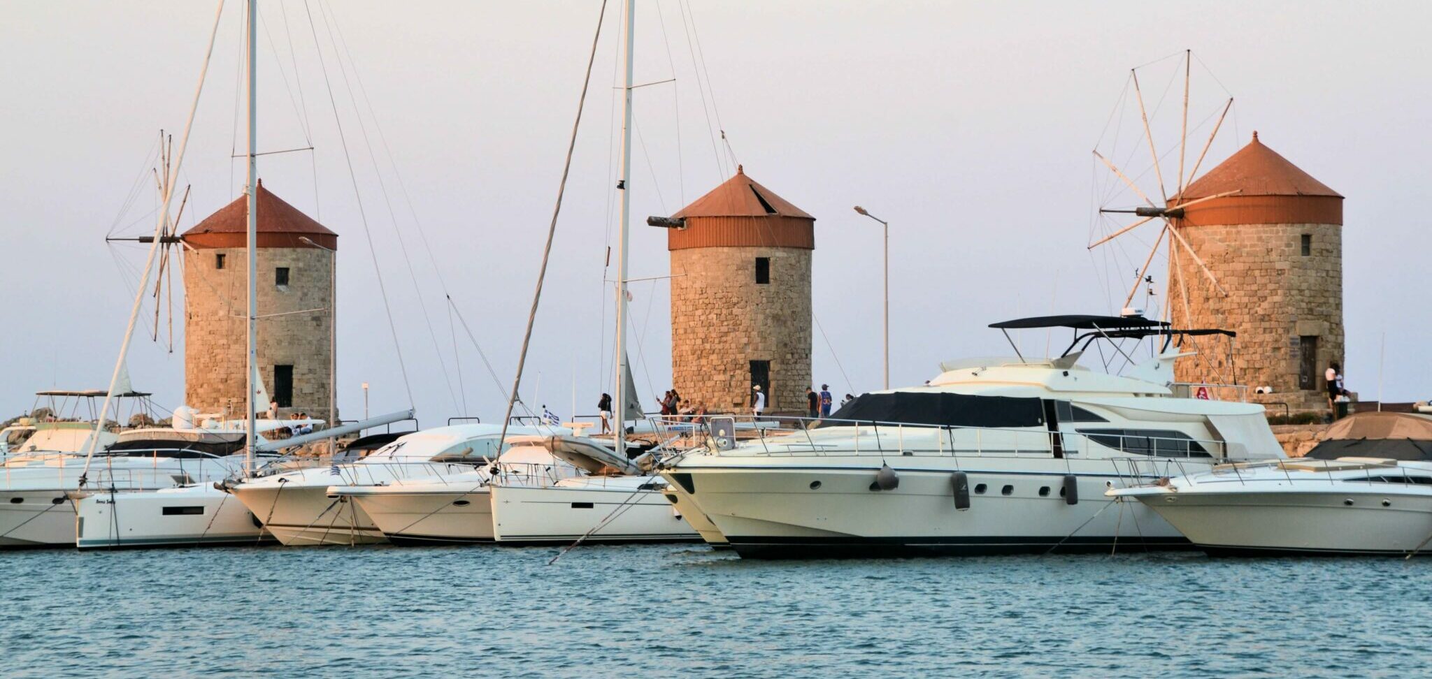 Windmills in Rhodes marina