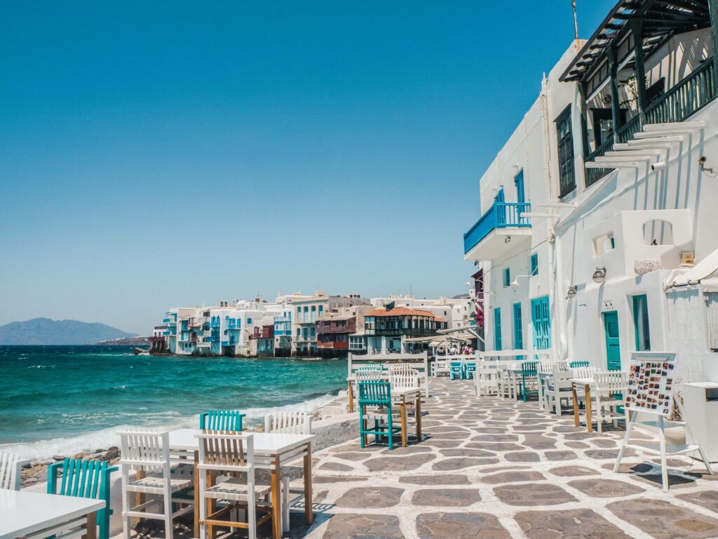 Mykonos houses by the sea